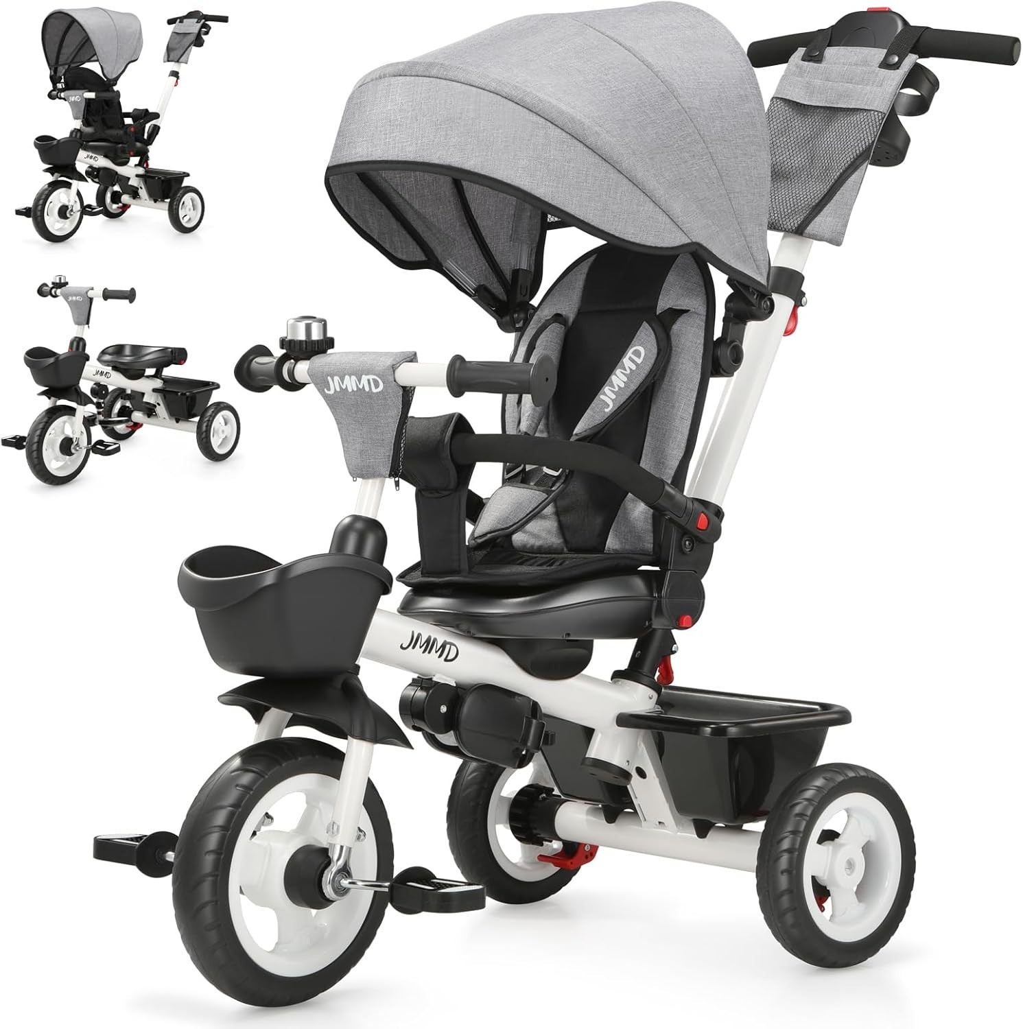Baby Trike, 6-in-1 Kids Tricycle with Adjustable Push Handle