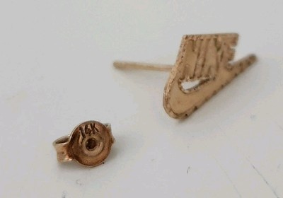 FW18 Supreme Nike 14K Gold Ring Earring Diamond Cut Stamped Logo