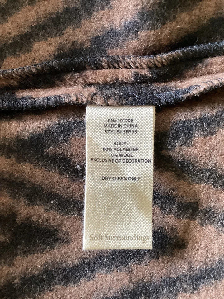 SOFT SURROUNDINGS Chamonix Black/Brown Chevron Fleece Coat—Size 1X (18/20)—NWT - Image 4 of 4