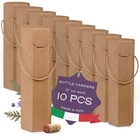 Pack of 10 Wine Bags with Handles (3.74" x 3.74" x 13.97") - Ideal as Gift Bo...