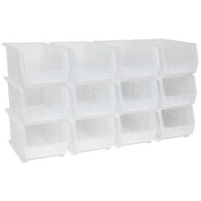Akro-Mils 12 Pack AkroBins Plastic Storage Bins, Space-Saving Organizers, Clear