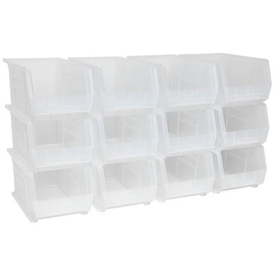Akro-Mils 12 Pack AkroBins Plastic Storage Bins, Space-Saving Organizers, Clear