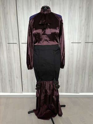Lip Service Brocade Piracy Off Shoulder Blouse Long Ruffle Skirt Set L Goth