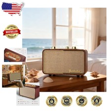 Retro Bluetooth Speaker AM/FM Radio Wood Portable 10H Playtime USB AUX
