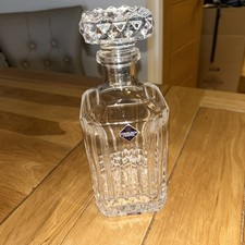 Vintage Crystal Cut Glass Whiskey Decanter Square 