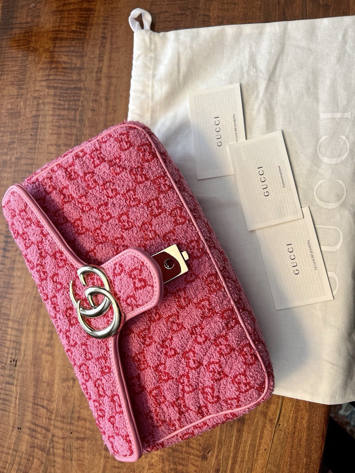Gucci Marmont Boucle Tweed Red Pink Bag sold out HTF 