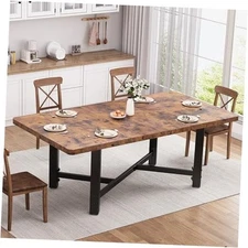Dining Table for 4-6, 62“Extendable Kitchen Dining Room Table, Rustic Brown