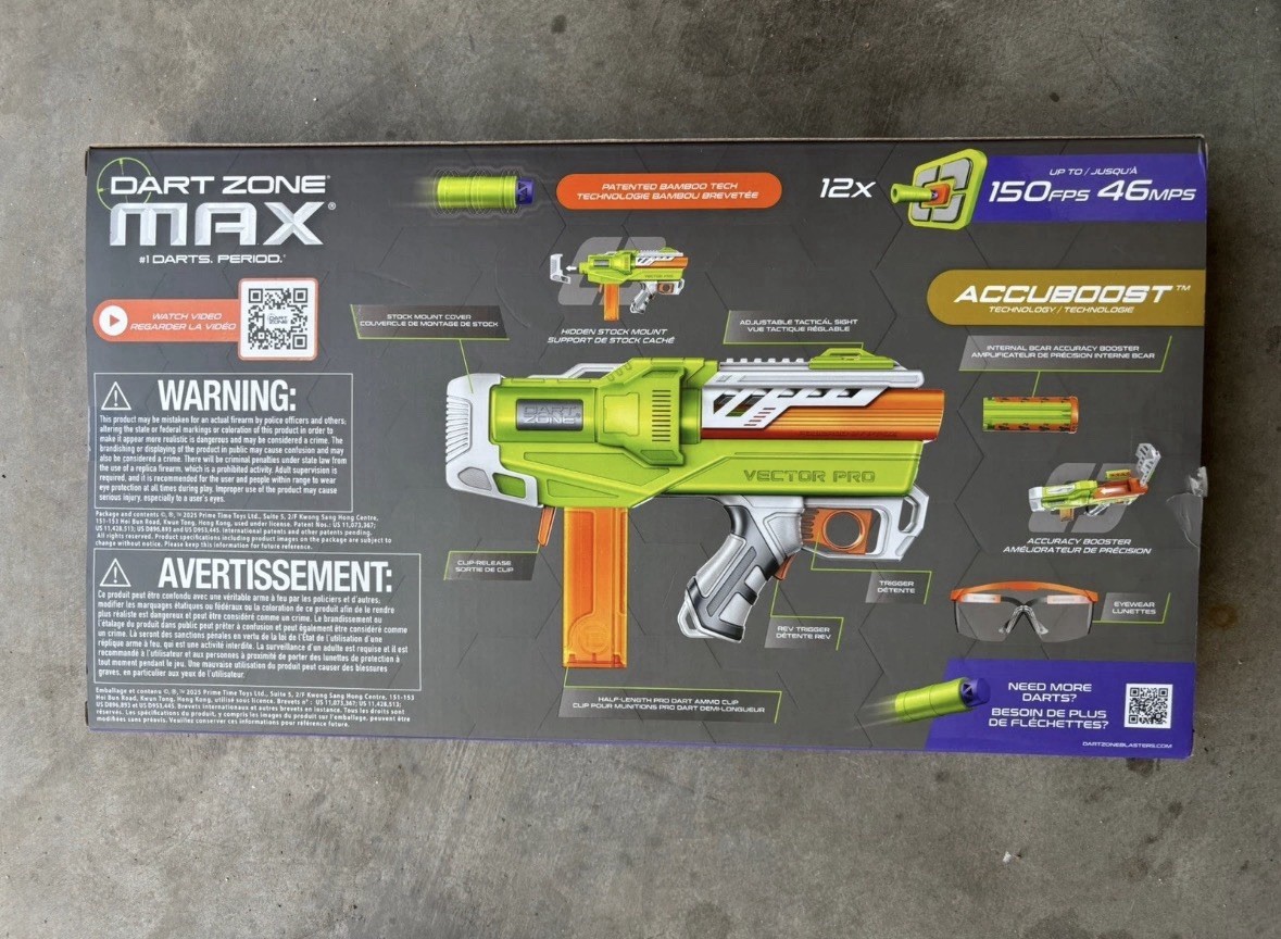 Dart Zone MAX Nitroshot+ Vector Pro Dart Blaster Set Accuboost 12x 150 ...