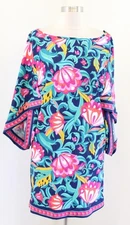 Trina Turk Swim India Garden Floral Swimsuit Cover Up Mini Dress Size L Beach