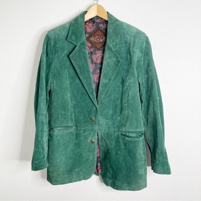 Vintage Hunters Run Blazer Jacket Sports Coat Genuine Leather Green Medium