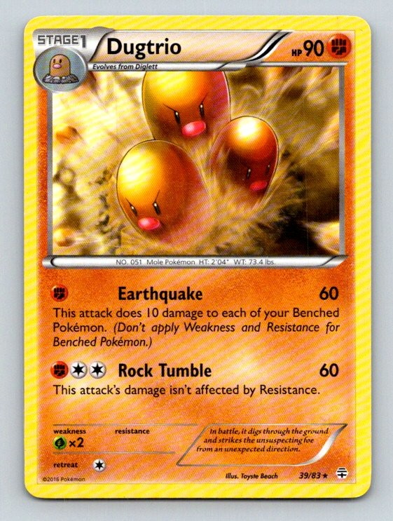 Dugtrio 39/83 Rare Generations Pokemon Lightly Played