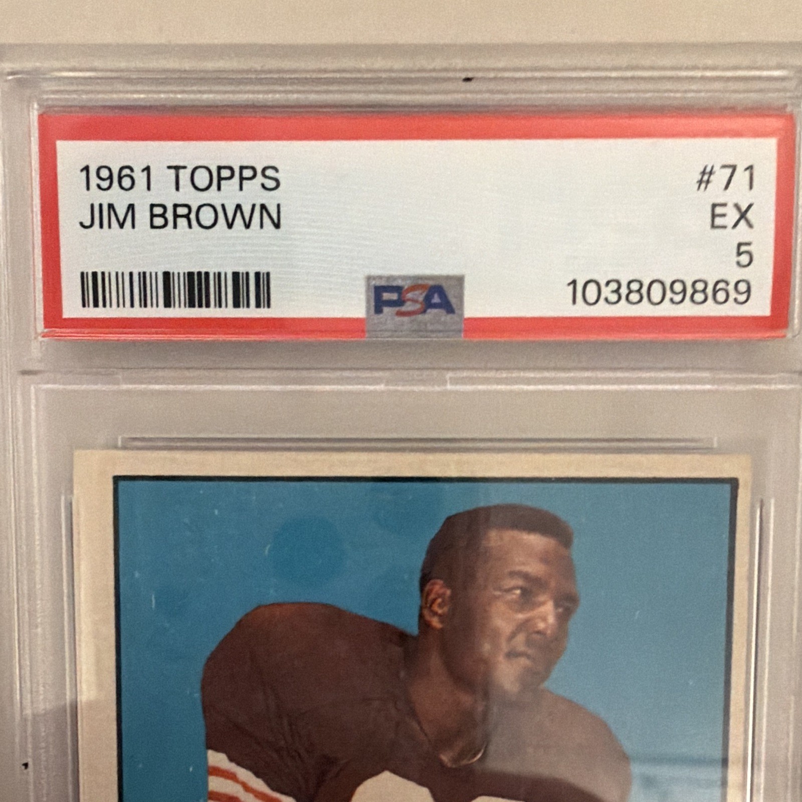 Topps 1961 Jim Brown #71 PSA 5 Cleveland Browns Football Card view 2