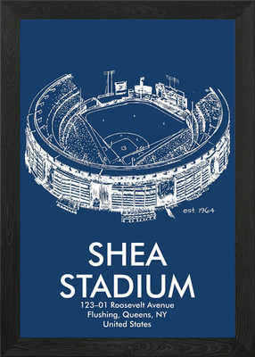 SHEA STADION BLUEPRINT Gerahmtes Wandbild Poster Leinwanddruck Bild
