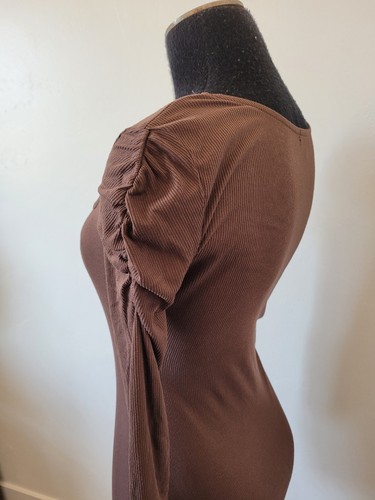 Ultra Flirt Ribbed Bodycon Dress Square Neck Purple Brown Casual Soft Girl Small - Picture 4 of 10