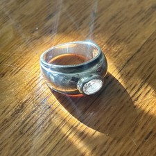 VIntage Domed Sterling CZ Ring NF Size 7.5