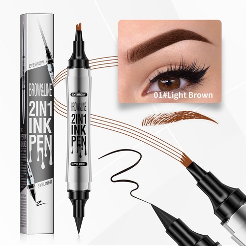 3Pcs 2-IN-1 Eyeliner & Eyebrow Pen Easy To Control For Women Waterproof - Picture 13 of 27