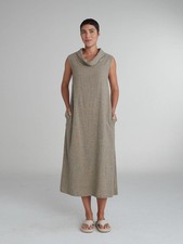 Cowl Neck Maxi Dress in Linen Cotton Crosshatch by Cut-Loose - CLOSEOUT New NWT