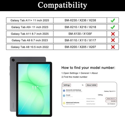 Case for Samsung Galaxy Tab A11+ Plus/A9+ Plus 5G 11 inch Magnetic