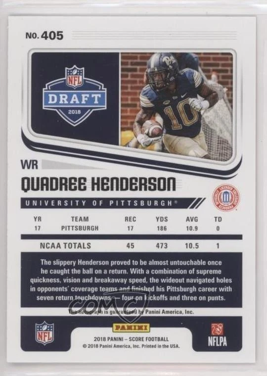 2018 Score Rookies Gold Zone Signatures /50 Quadree Henderson Rookie Auto RC - Image 2 of 2