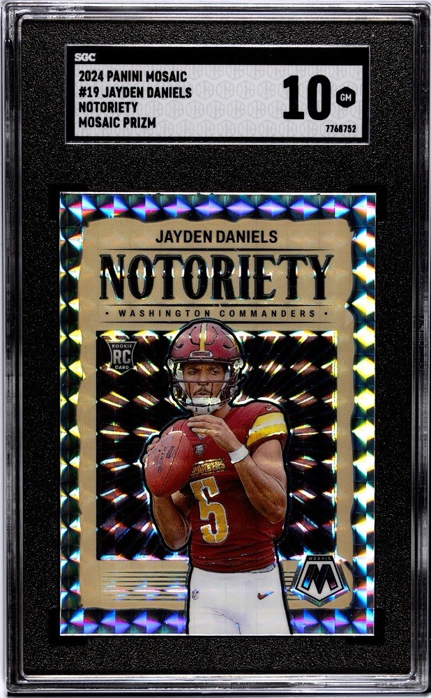 2024 Prizm Mosaic SGC 10 Jayden Daniels Rookie Silver Mosaic Notoriety RC GEM MT