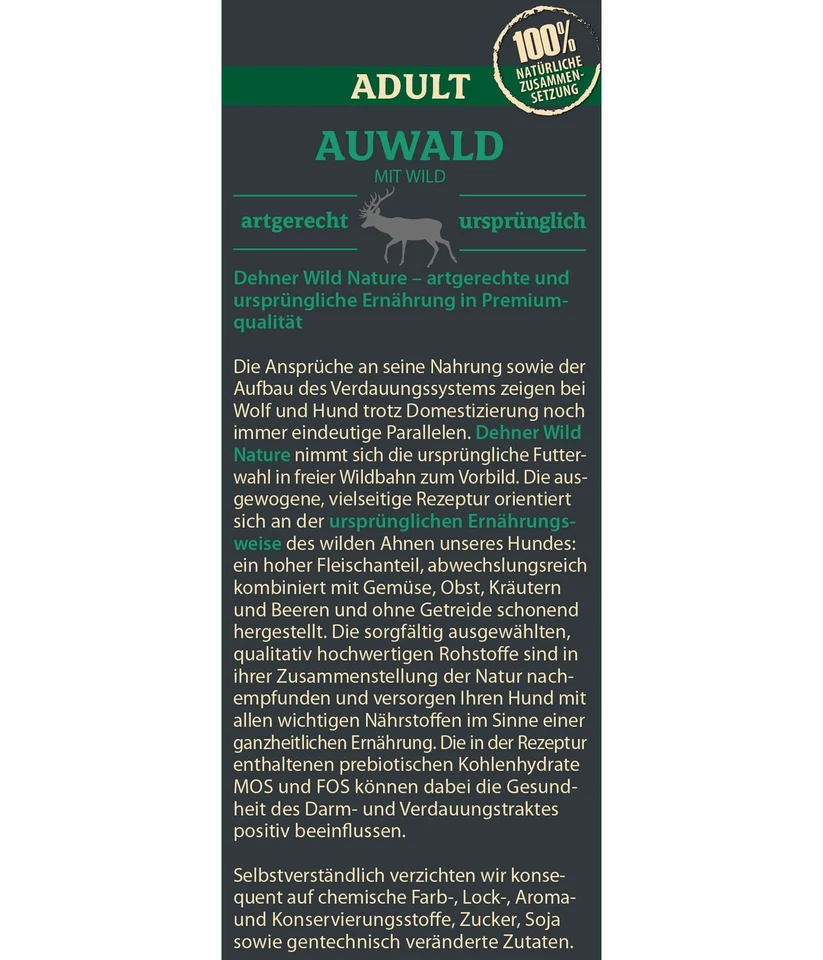 Hundefutter Trockenfutter Auwald Adult getreidefrei zuckerfrei Wild 12 kg Dehner - Bild 4 von 4