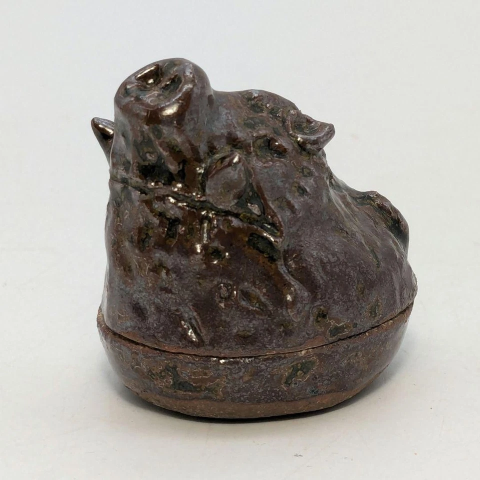 Contenedor de incienso de jabalí esmalte de hierro con caja soporte de incienso zodiaco cerámica Japón Foto 4 de 4