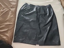 Women's Spiegel Black Leather Skirt Sz 24 Fully Lined VGUC