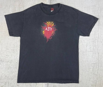 Vintage Y2K AFI Black T Shirt Size Large Cinderblock Heart Fire