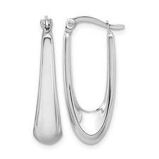 14K White Gold Polished Hoop Earrings for Women L-26.7 mm, W-11.38 mm 2.02gm