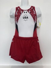 Under Armour USA Gymnastics Leotard GK Elite Adult M Shorts AL Rare Team Issue