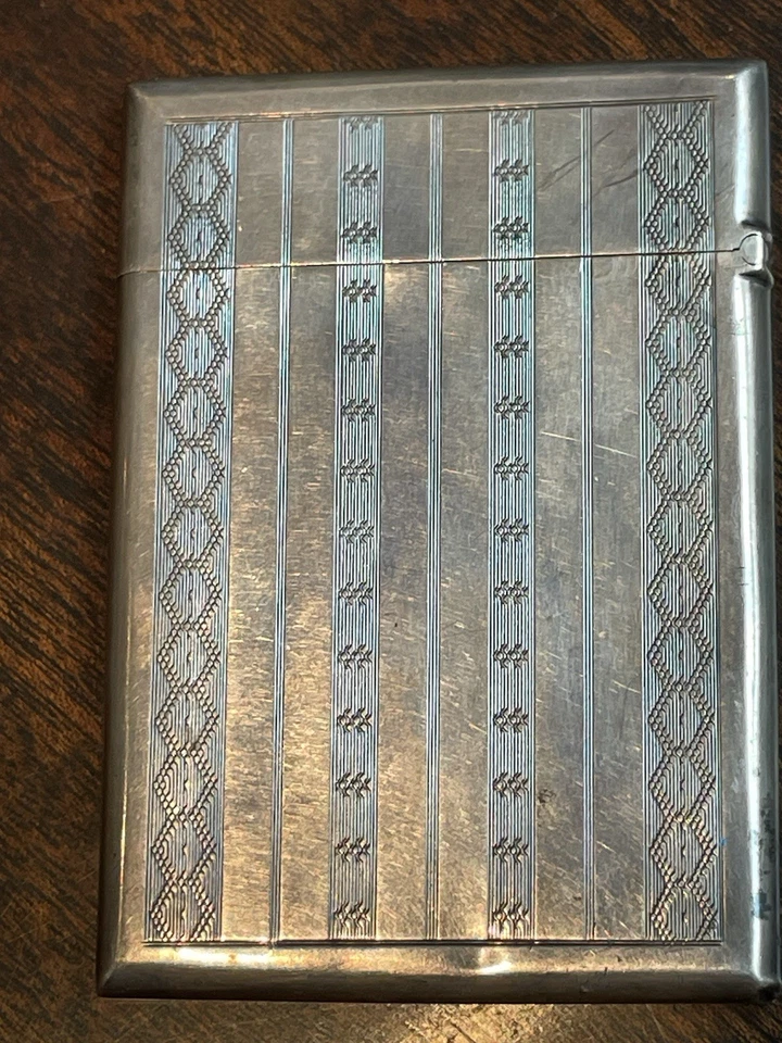 Estuche para tarjetas Gorham Co. Victorian England década de 1840 grabado en plata de ley con bisagras Foto 4 de 4