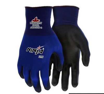 Med/8 MCR SAFETY NINJA LITE POLYURETHANE COATED WORK GLOVES (1 DOZEN/12 PAIR) M