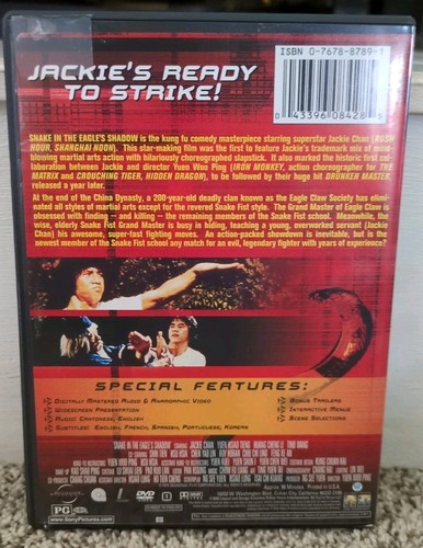 Snake in the Eagles Shadow (DVD, 2002) Like New-Jackie Chan-FREE SHIP-Authentic - Picture 2 of 3