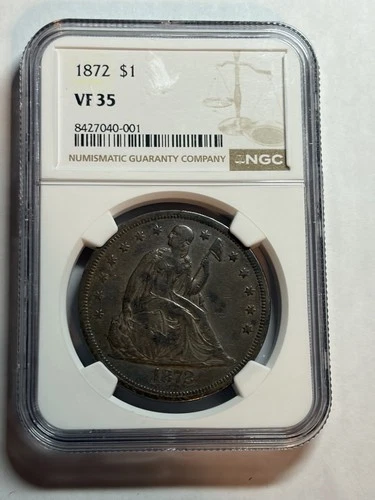 1872 Seated Liberty Dollar NGC VF35 Nice Original Tough Type Coin