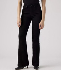 New Levi's 27x34 Premium 726 High Rise Flare Women's Jeans Midnight Gaze Black