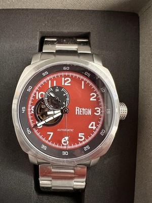 Reign Impaler Semi-Skeleton Bracelet automatic - Grey/Silver with Red Dial 