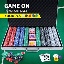 Poker Chip Set 1000PC Chips TEXAS HOLD'EM Casino Gambling Party Game Dice Cards
