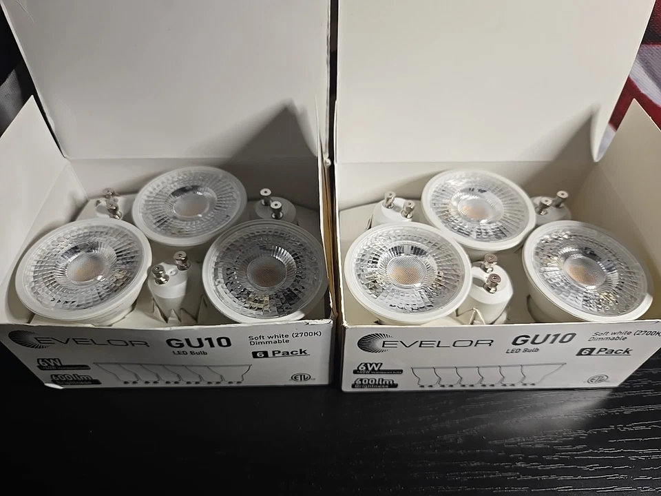 EVELOR GU10 2-6PKs Led Light Bulb 40Watt Soft White 2700K Dimmable 600 lumens - Image 2 of 2