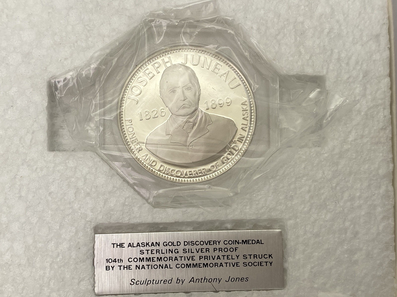 Franklin Mint NCS Coin Medal Alaska Gold Discovery Sterling Silver Proof NIB