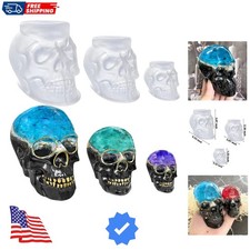 Set of Large  Medium  Small 3D Skull Resin Molds, Flexible Clear Silicone S...