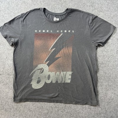 Hybrid Apparel Unisex David Bowie Rebel Rebel Graphic Tee XXL Gray Cotton Blend