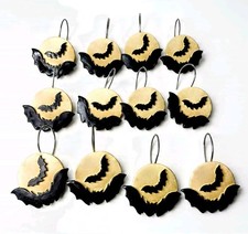 12 Bat Moon Shower Curtain Hooks Set Halloween Tree Ornaments Party Decor Gothic