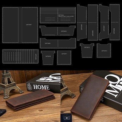 13pcs/set Long Wallet Acrylic Templates DIY Leather Pattern wallet diy Mold