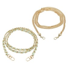 2 Pcs Purse Chain Strap, 47 Inch Light Gold Chain with Light Green Leather