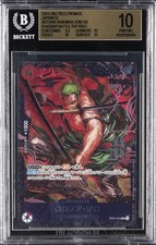 2025 ONE PIECE PROMOS JAPANESE, FLAGSHIP BATTLE TOP PRIZE RORONOA ZORO SR BGS 10