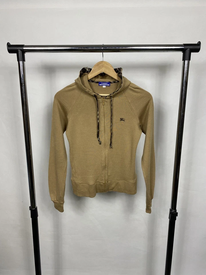 Sudadera con capucha Burberry London Blue Label vintage de lana con cremallera para mujer talla 38 con capucha Foto 2 de 4