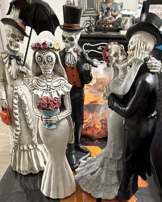 K&K Interiors Skeleton Figurines Set of 4 Halloween Wedding Day of the Dead 13 