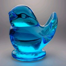 Vintage 1991 Bluebird of Happiness Glass Paperweight Signed Leo Ward 2.25" Tall