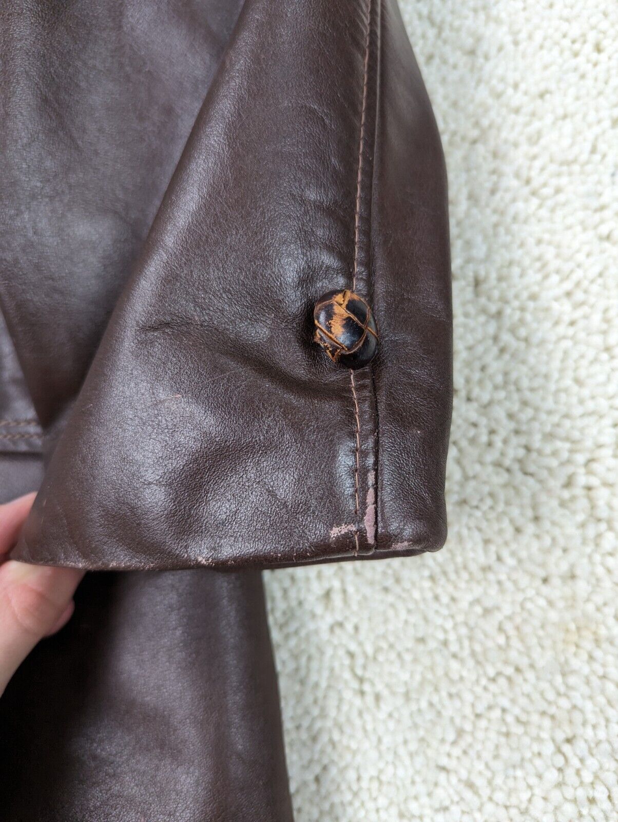 VINTAGE Cooper Leather Jacket Mens 46 Brown Long … - image 2