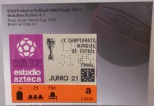 Fußball WM 1970 Postkarte Final Ticket History Memory Brasilien Italien FP49